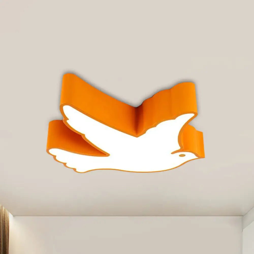 Kid’s Flying Pigeon Led Flush Mount Ceiling Fixture - White/Red/Yellow Yellow