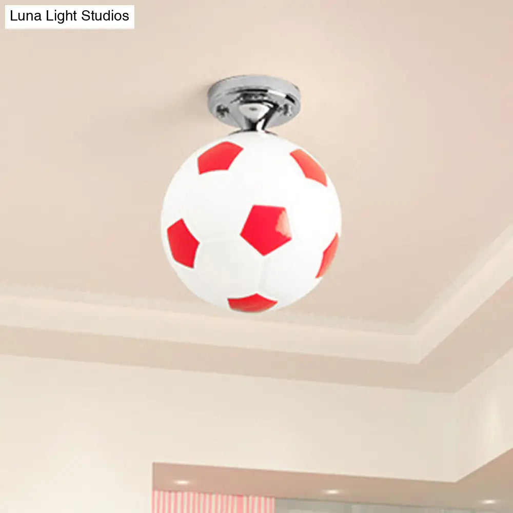 Kids Football Ceiling Mounted Fixture - Close To Lighting For Bedroom With Glass Style