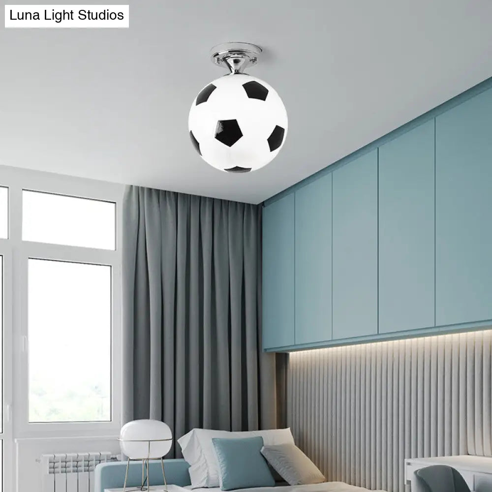 Kids Football Ceiling Mounted Fixture - Close To Lighting For Bedroom With Glass Style