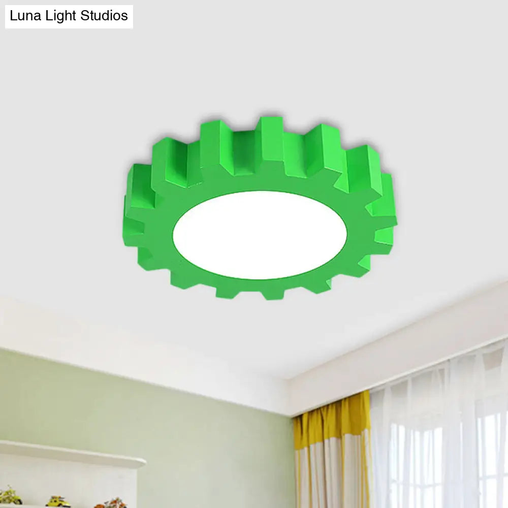 Kids Gear Flush Led Ceiling Light - Metallic Blue/Green With Acrylic Shade