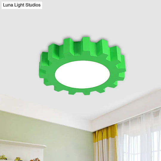 Kids Gear Flush Led Ceiling Light - Metallic Blue/Green With Acrylic Shade