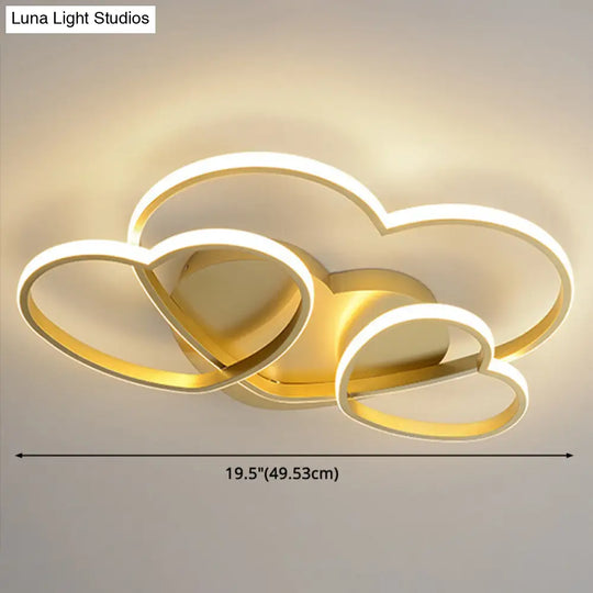 Kids Heart Design Ceiling Light Fixture - Acrylic Semi Flush Mount For Childrens Bedroom