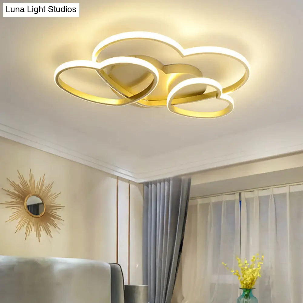 Kids Heart Design Ceiling Light Fixture - Acrylic Semi Flush Mount For Childrens Bedroom