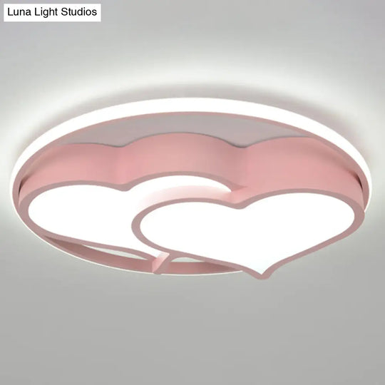 Kids Heart Flush Mount Ceiling Light For Bedroom - 1 Metal