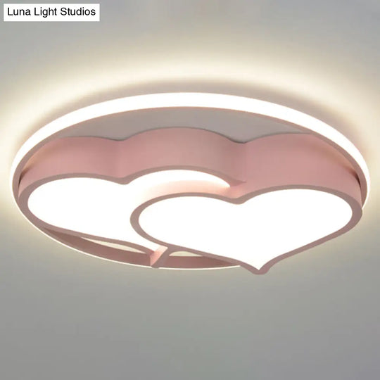 Kids Heart Flush Mount Ceiling Light For Bedroom - 1 Metal