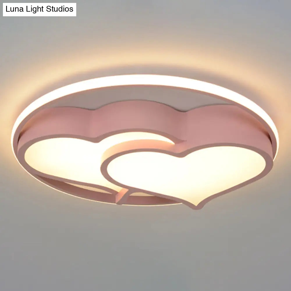 Kids Heart Flush Mount Ceiling Light For Bedroom - 1 Metal