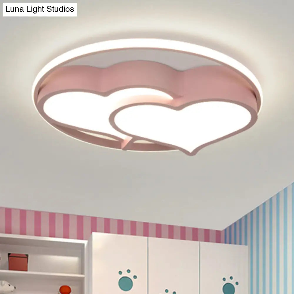 Kids Heart Flush Mount Ceiling Light For Bedroom - 1 Metal