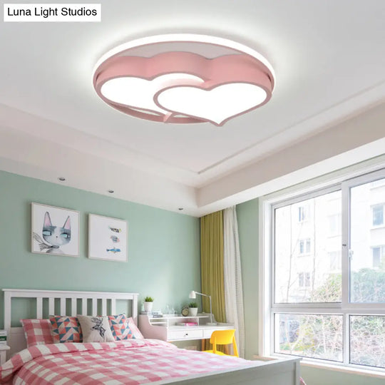 Kids Heart Flush Mount Ceiling Light For Bedroom - 1 Metal