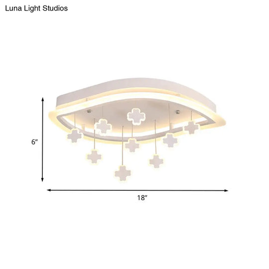 Kids Leaf Flushmount Acrylic Led Ceiling Light In White With Mathematical Sign Drapes - Ideal For