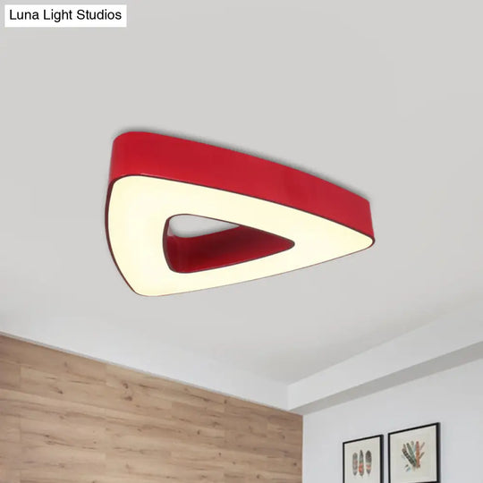 Kid’s Led Acrylic Hollow Triangle Flushmount Ceiling Light In Red/Blue/Green – Warm/White Lighting