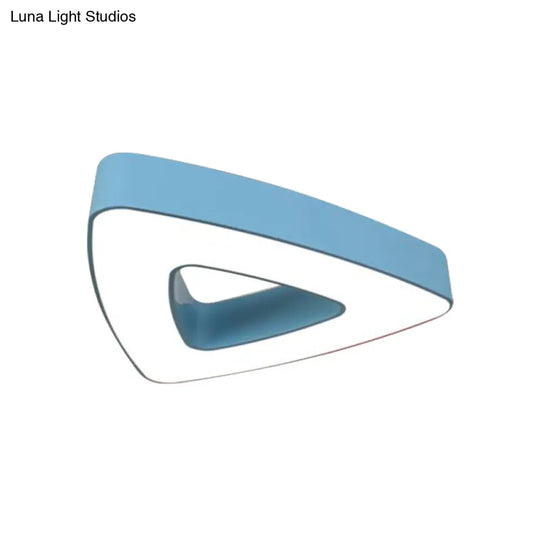 Kids Led Acrylic Hollow Triangle Flushmount Ceiling Light In Red/Blue/Green Warm/White Lighting