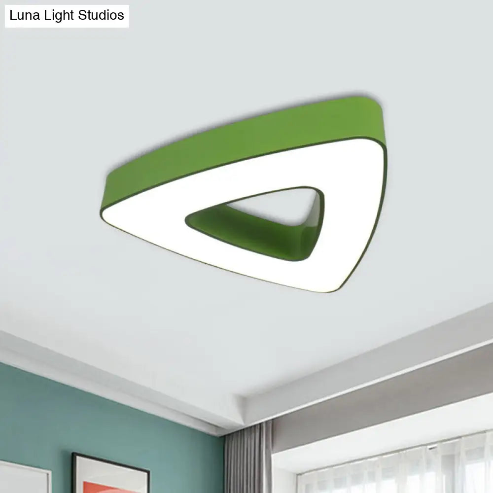 Kids Led Acrylic Hollow Triangle Flushmount Ceiling Light In Red/Blue/Green Warm/White Lighting