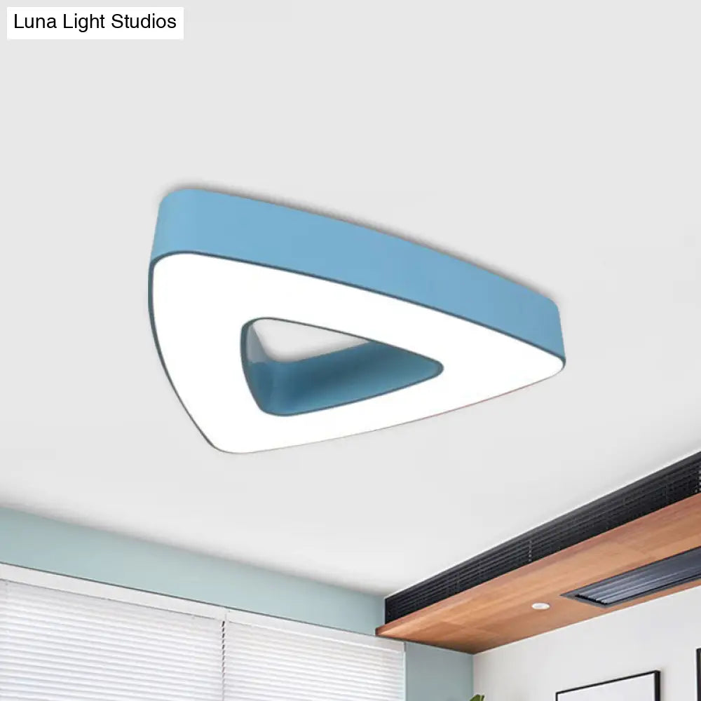 Kids Led Acrylic Hollow Triangle Flushmount Ceiling Light In Red/Blue/Green Warm/White Lighting Blue