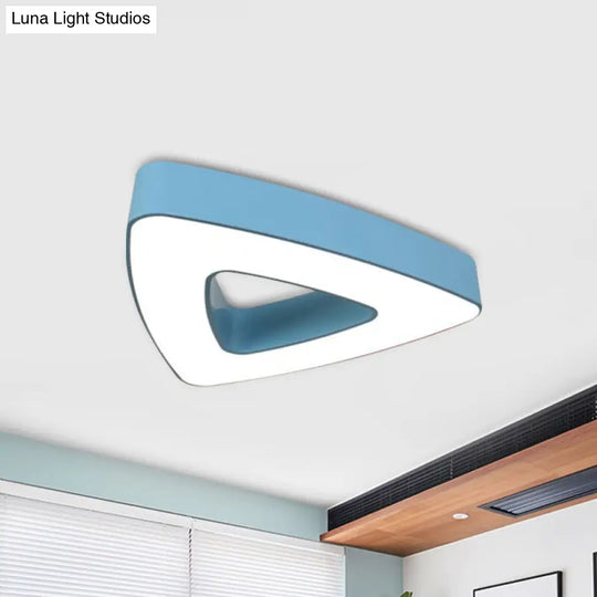 Kids Led Acrylic Hollow Triangle Flushmount Ceiling Light In Red/Blue/Green Warm/White Lighting Blue