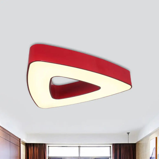 Kid’s Led Acrylic Hollow Triangle Flushmount Ceiling Light In Red/Blue/Green – Warm/White