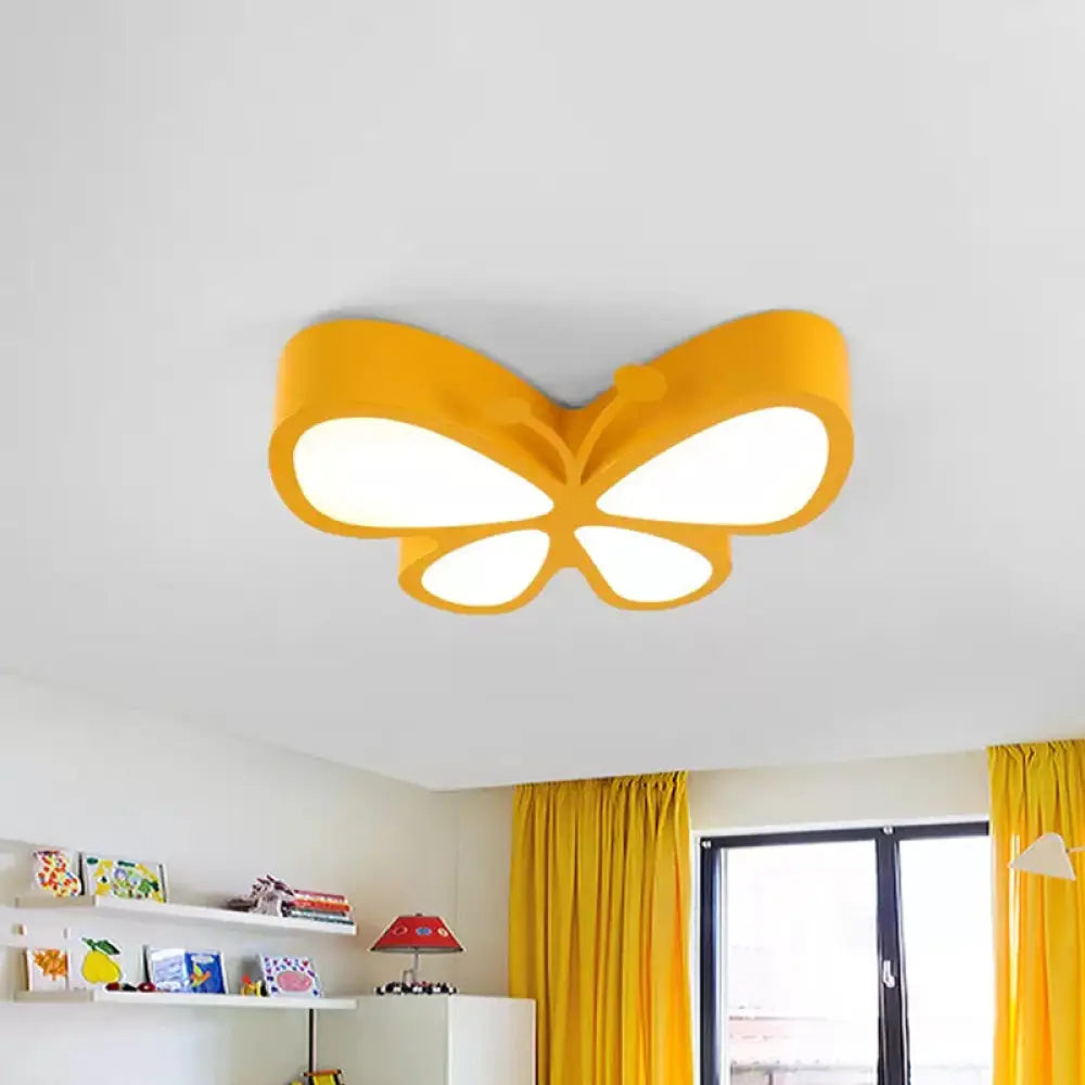 Kids’ Led Butterfly Ceiling Lamp With Acrylic Shade - Red/Yellow/Blue Flushmount Light Yellow