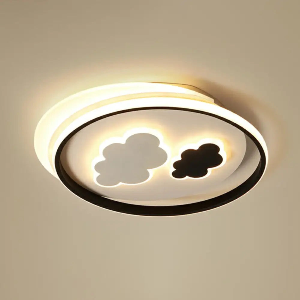 Kids’ Led Ceiling Light Fixture: Cloud Acrylic Bedroom Lamp In Black / 21.5’ Natural