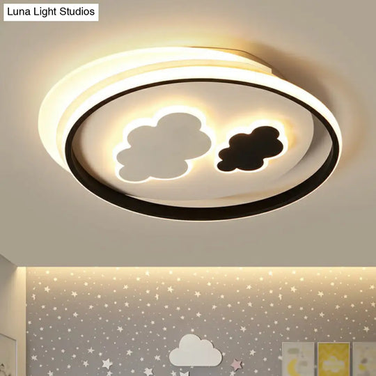 Kids Led Ceiling Light Fixture: Cloud Acrylic Bedroom Lamp In Black