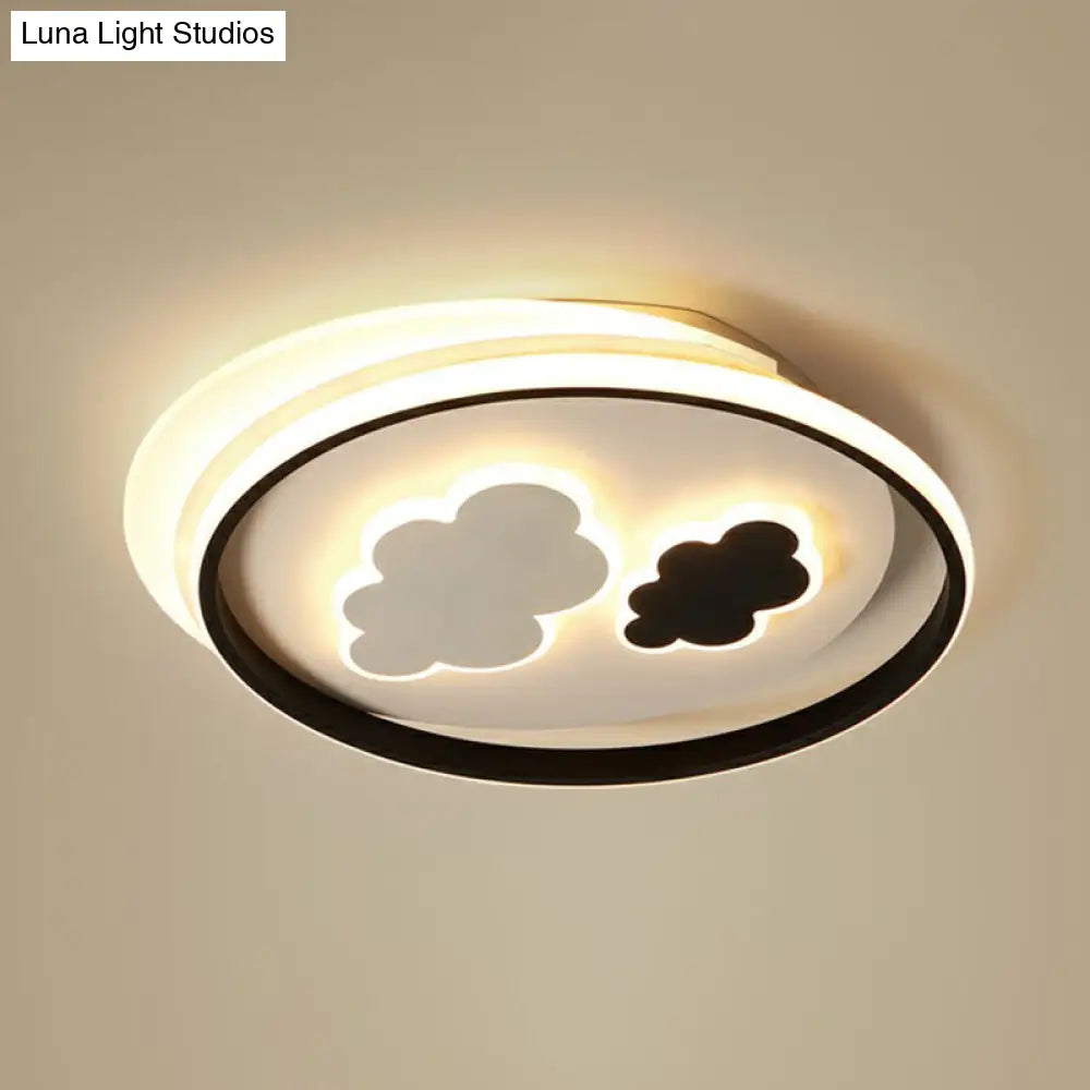 Kids Led Ceiling Light Fixture: Cloud Acrylic Bedroom Lamp In Black / 21.5 Natural