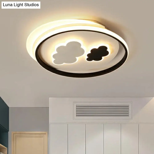 Kids’ Led Ceiling Light Fixture: Cloud Acrylic Bedroom Lamp In Black