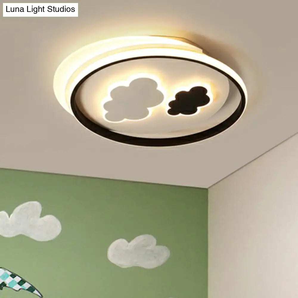 Kids’ Led Ceiling Light Fixture: Cloud Acrylic Bedroom Lamp In Black