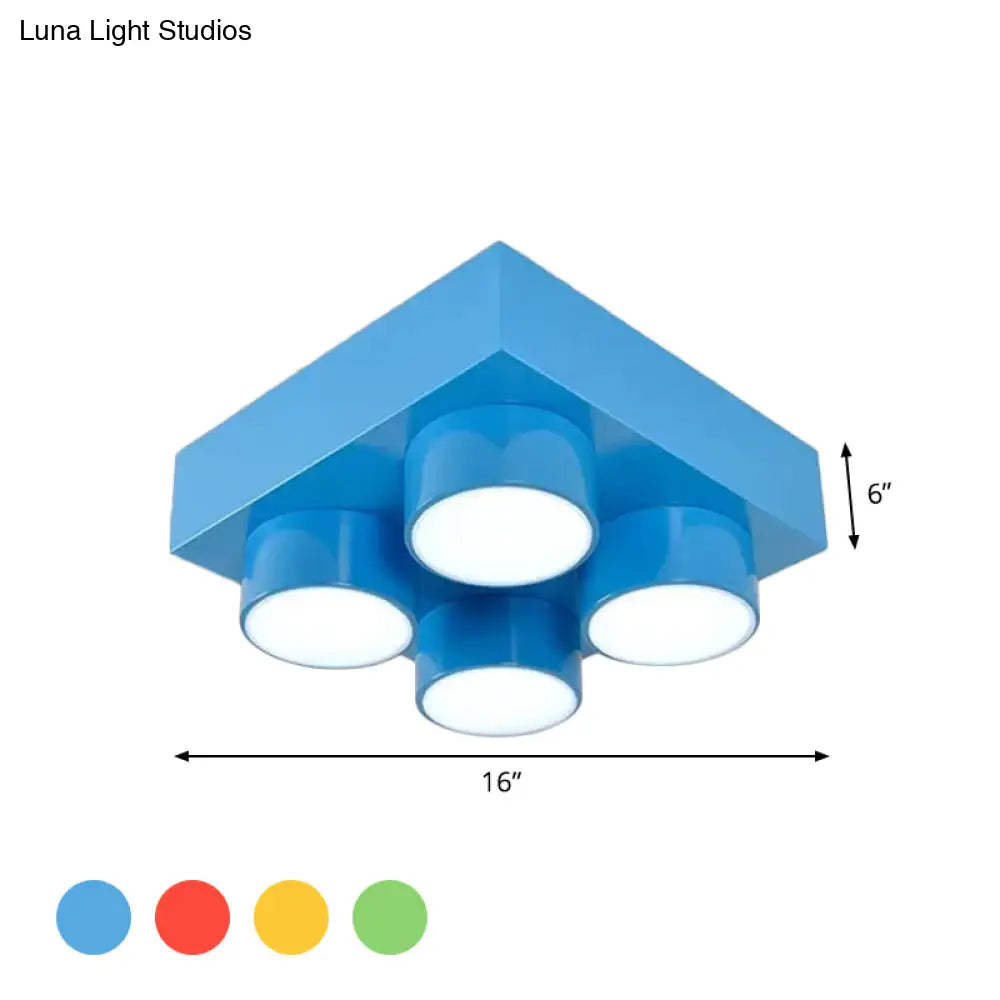 Kids Led Ceiling Light Fixture - Colorful Building Block Design’