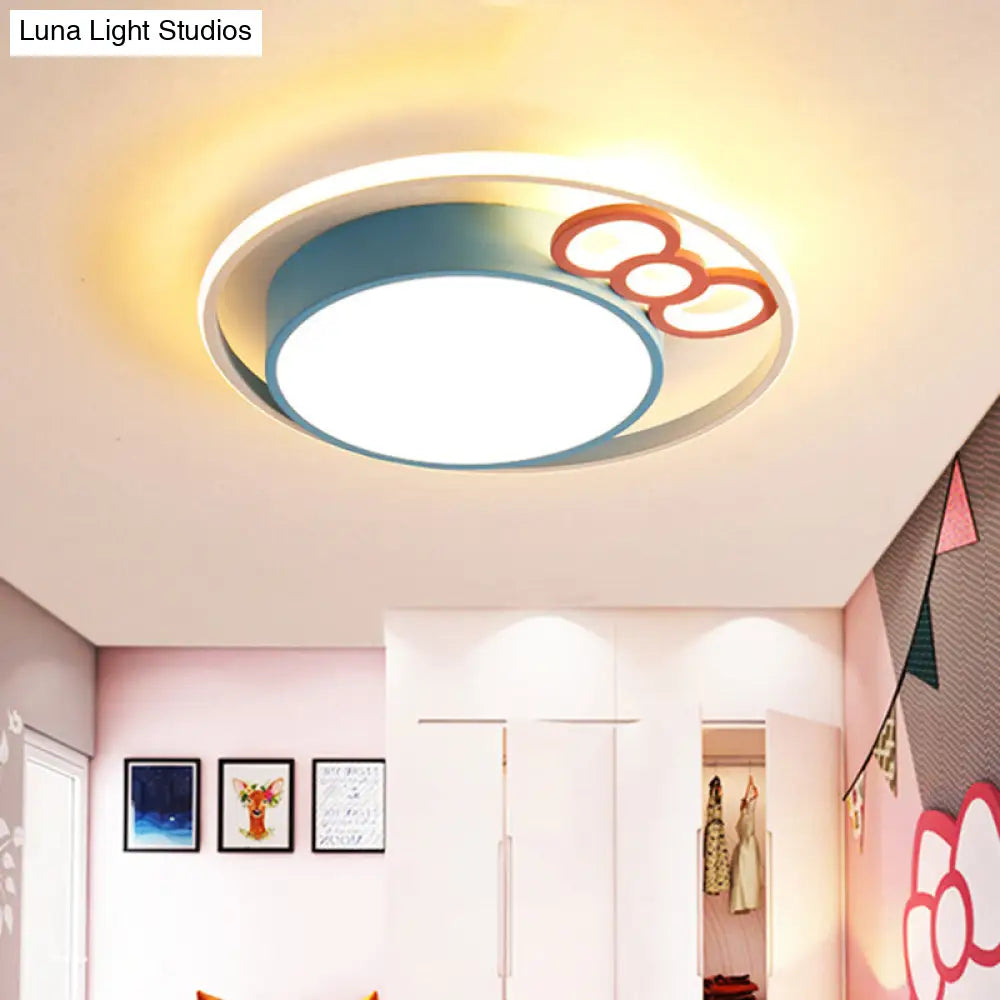 Kids Led Ceiling Light With Bow Design In Pink/Blue Finish Warm/White Available 18/23 Dia