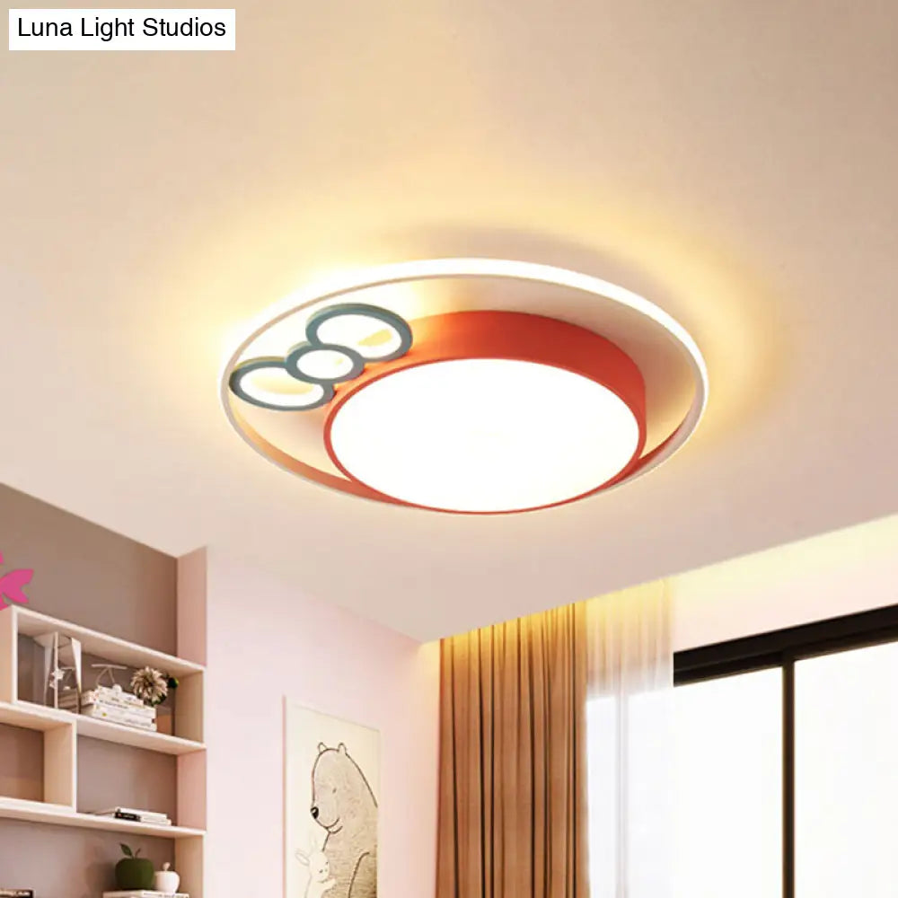 Kids Led Ceiling Light With Bow Design In Pink/Blue Finish Warm/White Available 18/23 Dia Pink / 18
