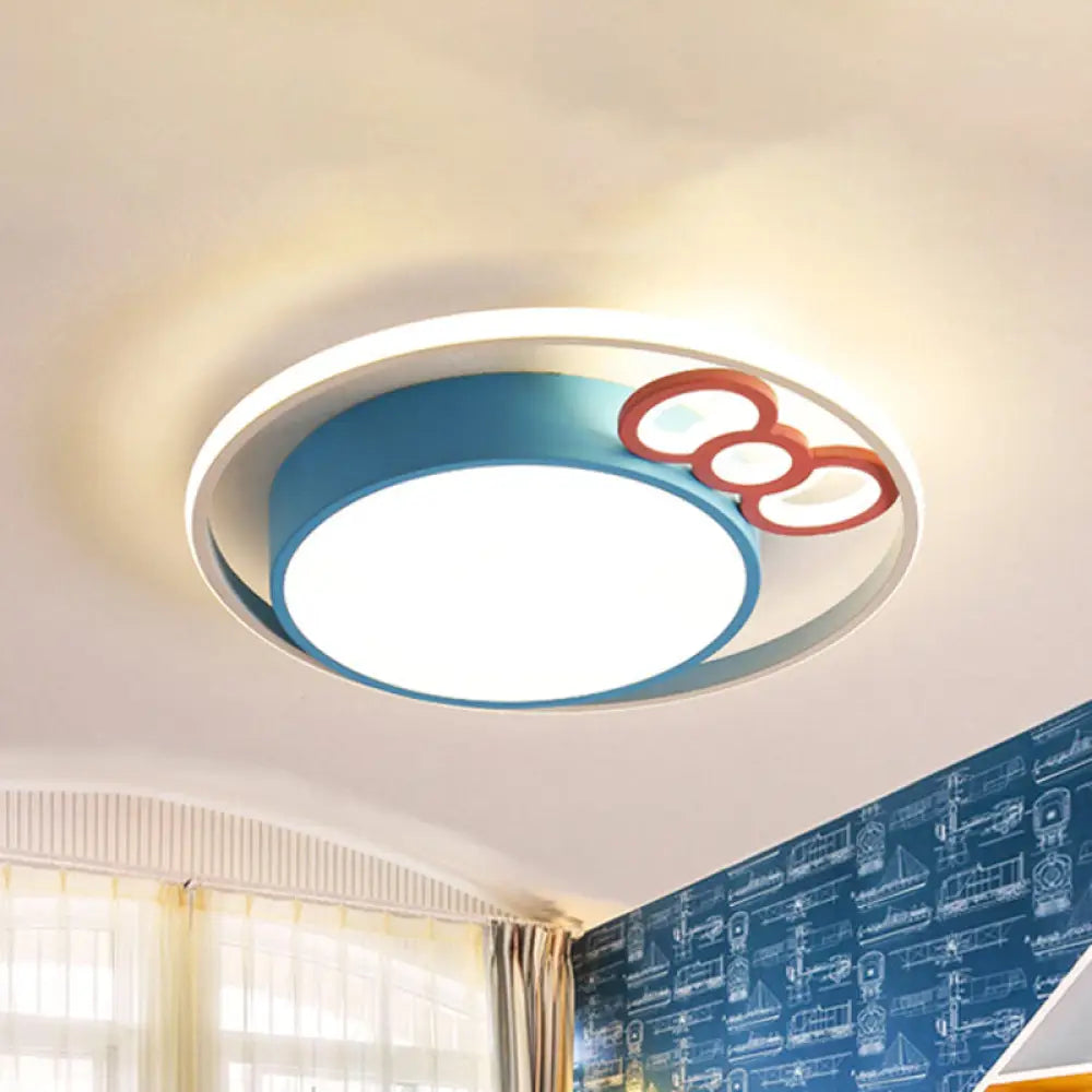 Kids Led Ceiling Light With Bow Design In Pink/Blue Finish Warm/White Available 18’/23’ Dia