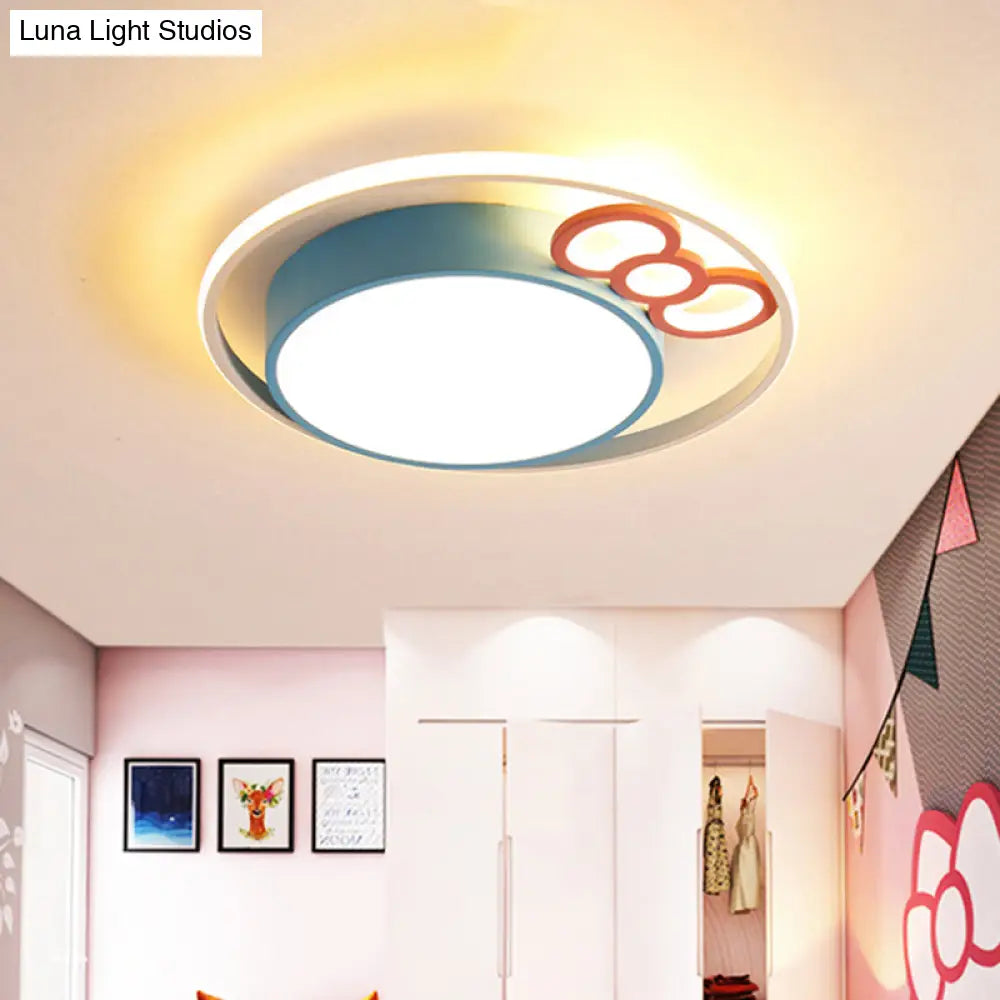 Kids Led Ceiling Light With Bow Design In Pink/Blue Finish Warm/White Available 18’/23’ Dia