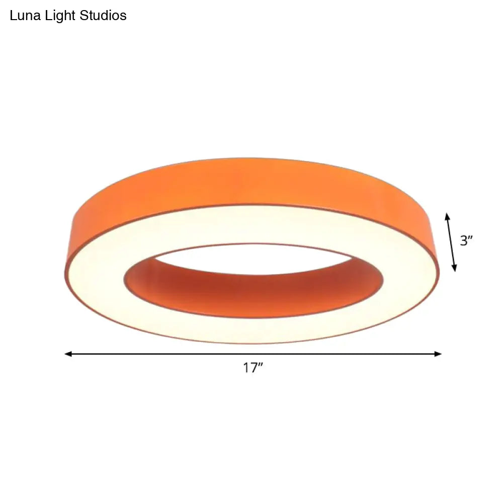 Kids Led Flush Light Fixture - Warm/White/Natural Orange Ring Design