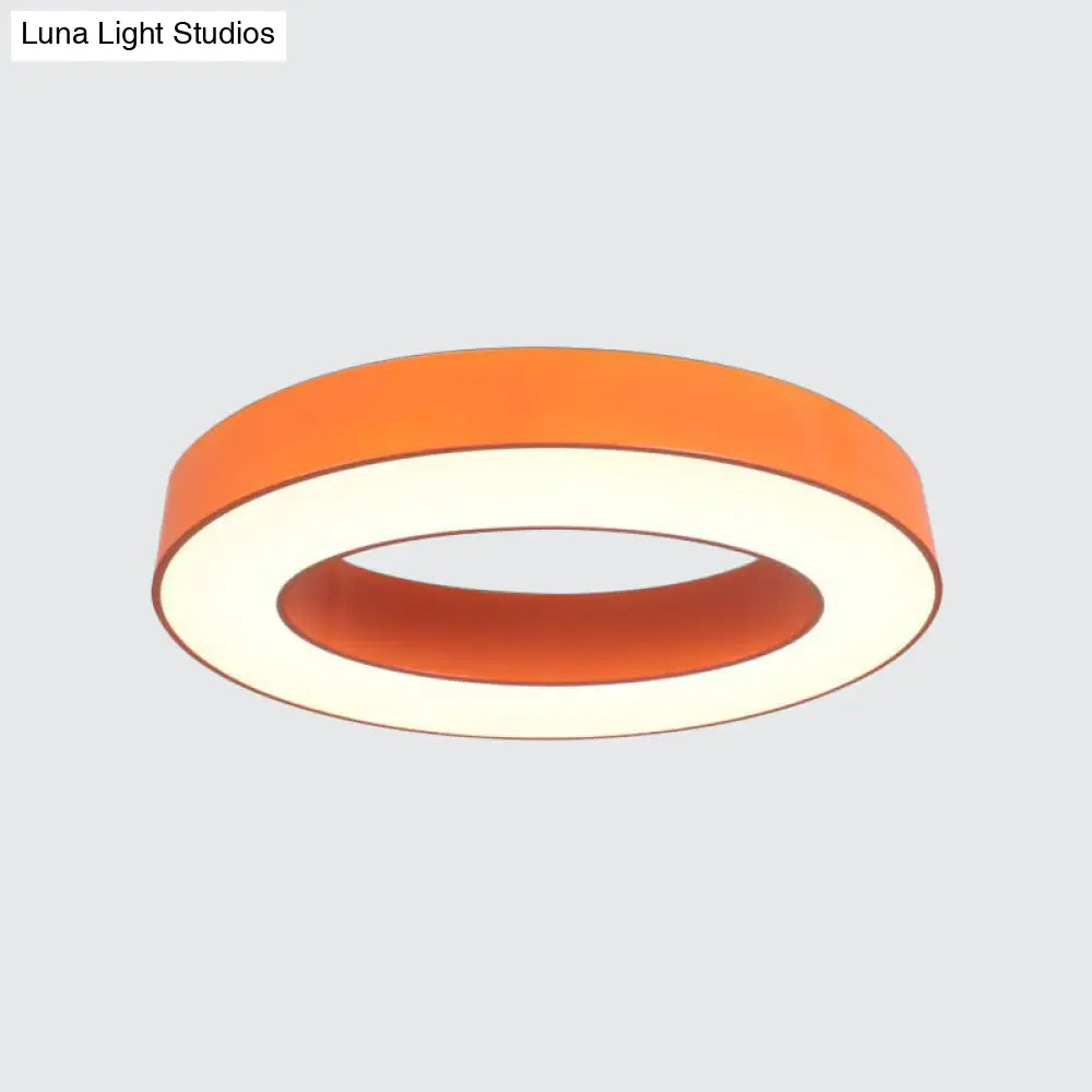 Kids Led Flush Light Fixture - Warm/White/Natural Orange Ring Design