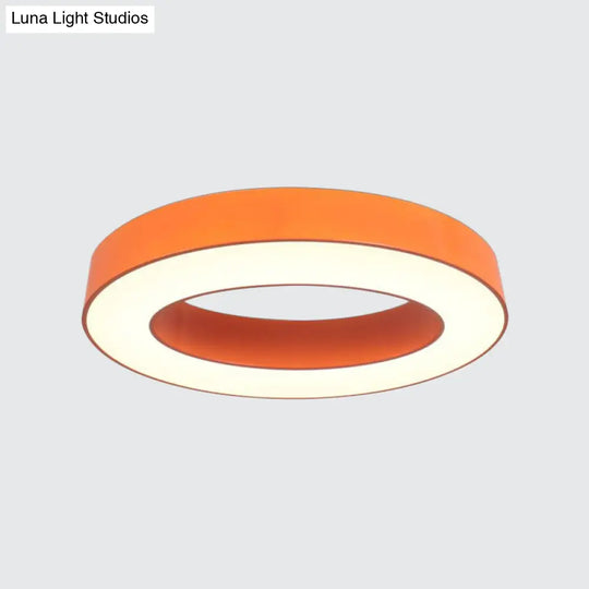 Kids Led Flush Light Fixture - Warm/White/Natural Orange Ring Design