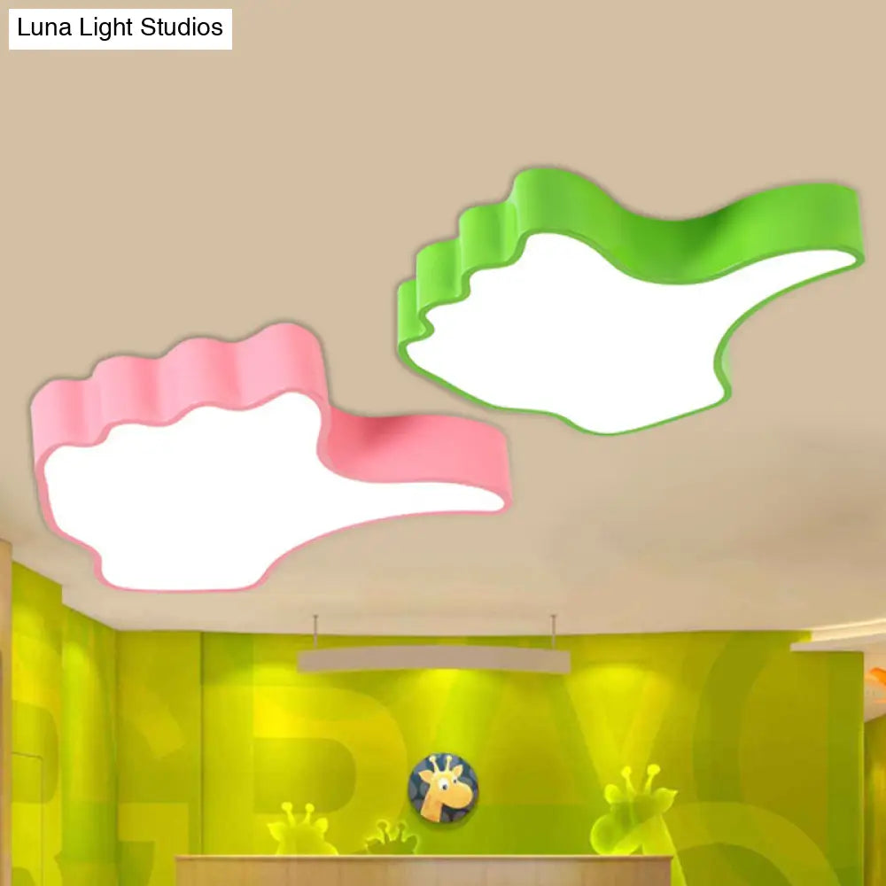 Kids Led Flush Mount Ceiling Light - Fun Thumb-Up Shade Design For Nursery