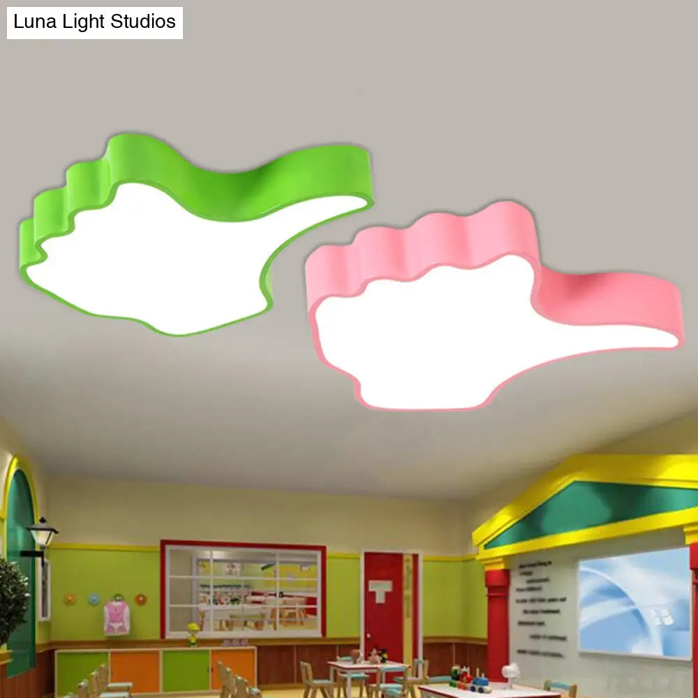 Kids Led Flush Mount Ceiling Light - Fun Thumb-Up Shade Design For Nursery