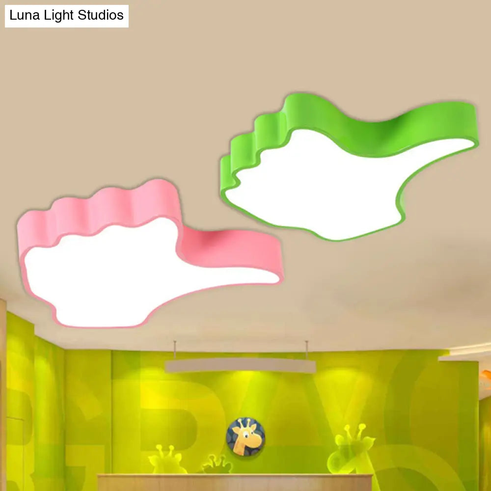 Kids Led Flush Mount Ceiling Light - Fun Thumb - Up Shade Design For Nursery