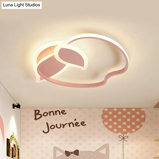 Kids’ Led Flush Mount Ceiling Lighting With Apple Aluminum Frame - Pink/White/Black Options