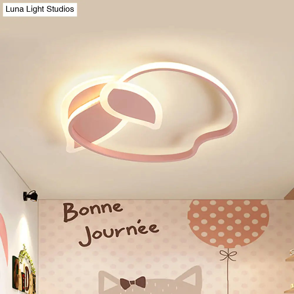 Kids Led Flush Mount Ceiling Lighting With Apple Aluminum Frame - Pink/White/Black Options