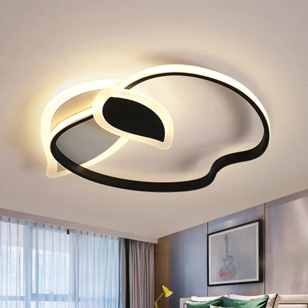 Kids’ Led Flush Mount Ceiling Lighting With Apple Aluminum Frame - Pink/White/Black Options Black