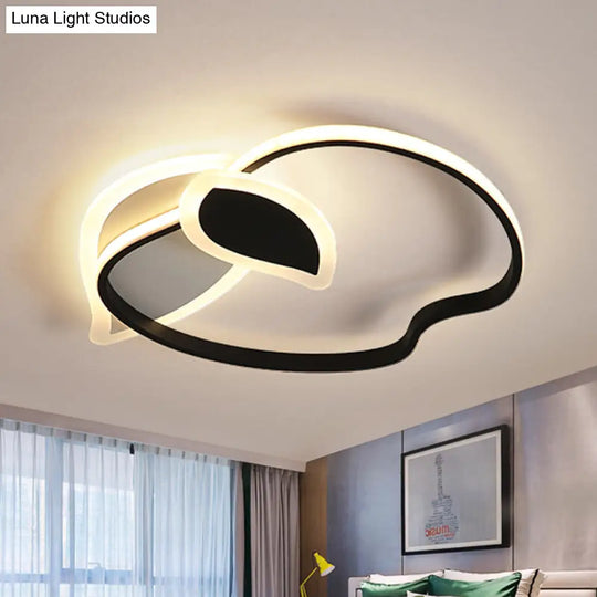 Kids Led Flush Mount Ceiling Lighting With Apple Aluminum Frame - Pink/White/Black Options Black