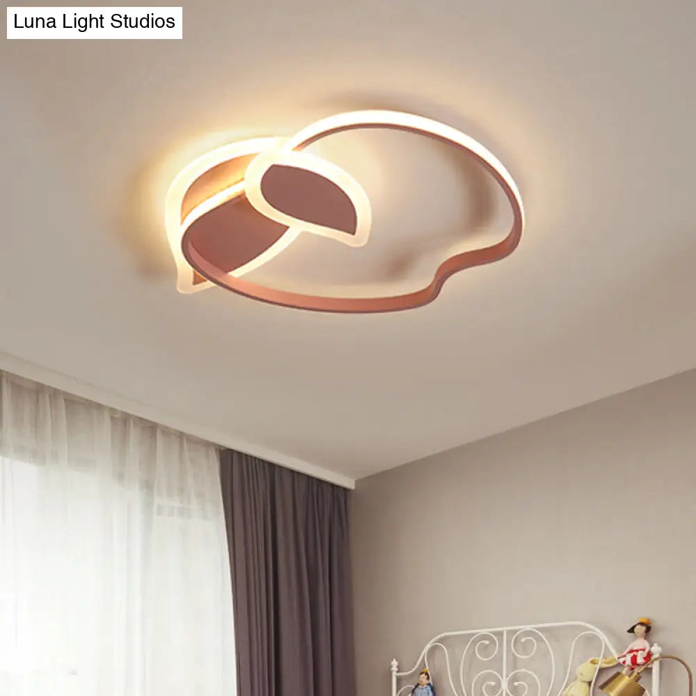 Kids Led Flush Mount Ceiling Lighting With Apple Aluminum Frame - Pink/White/Black Options