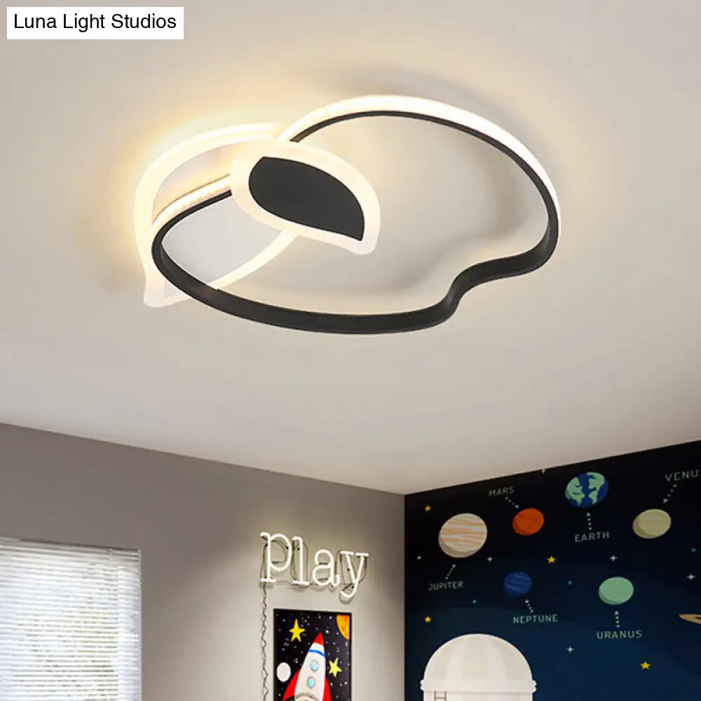 Kids Led Flush Mount Ceiling Lighting With Apple Aluminum Frame - Pink/White/Black Options