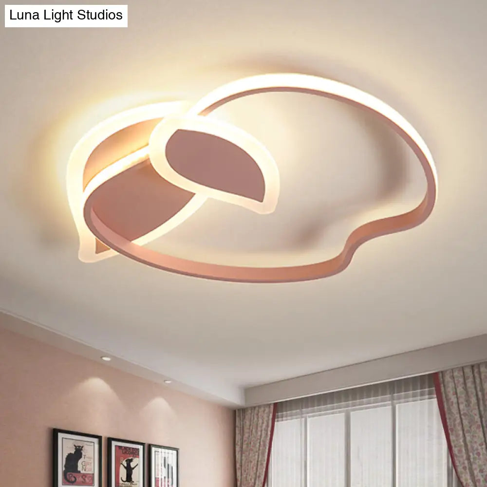 Kids Led Flush Mount Ceiling Lighting With Apple Aluminum Frame - Pink/White/Black Options Pink