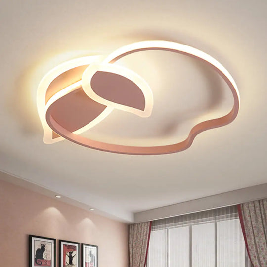 Kids’ Led Flush Mount Ceiling Lighting With Apple Aluminum Frame - Pink/White/Black Options Pink