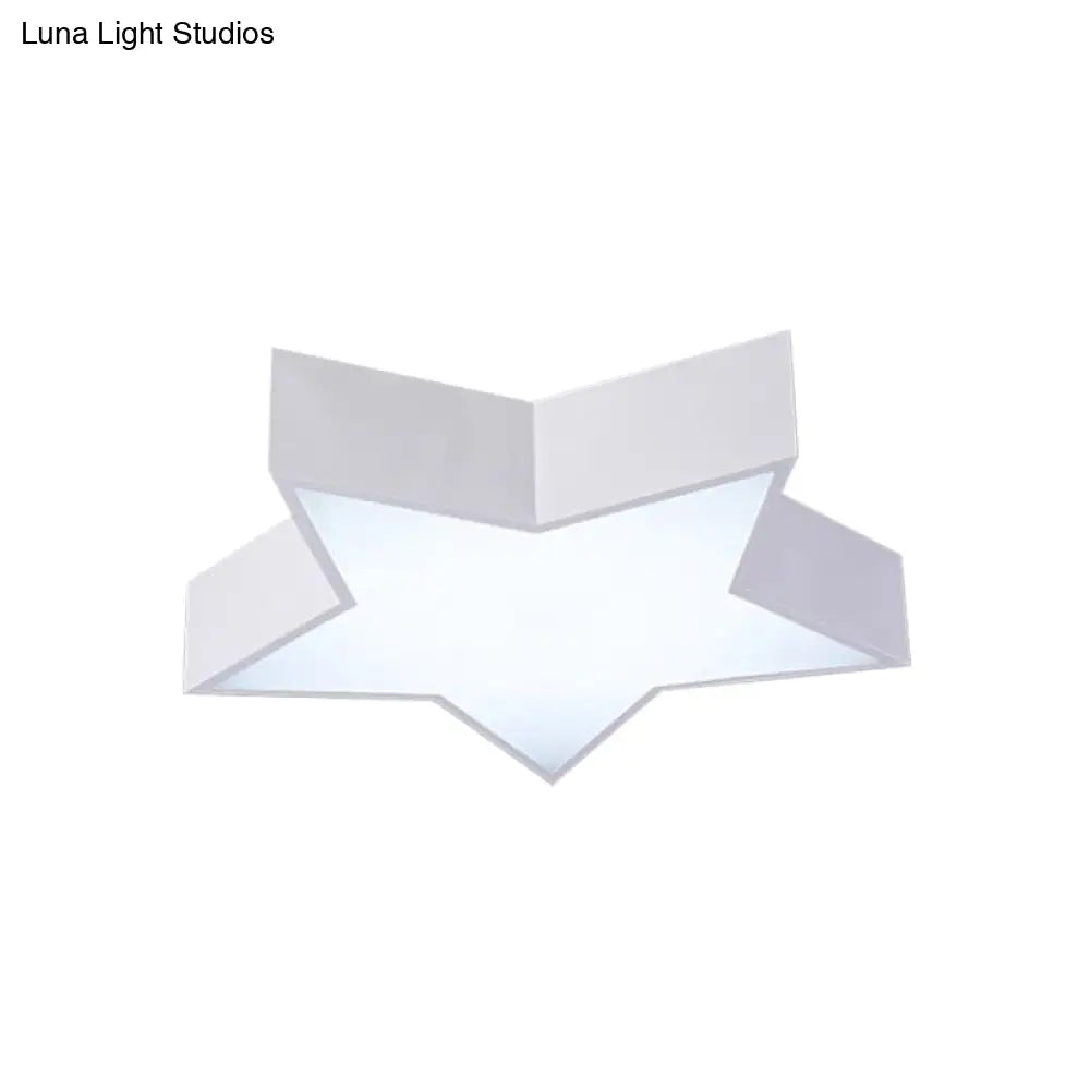 Kids Led Flush Mount Lamp - Five - Pointed Star Design In White/Red/Blue Ceiling Lighting Fixture