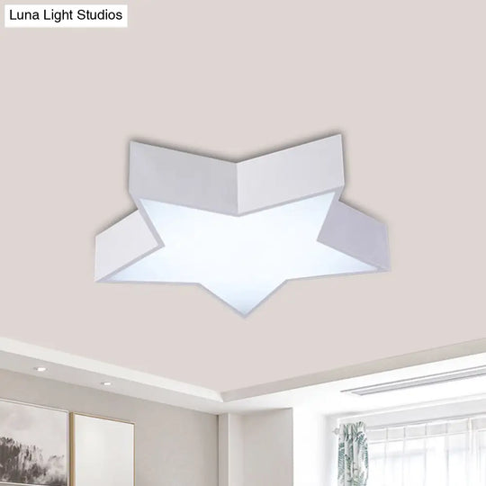 Kids Led Flush Mount Lamp - Five - Pointed Star Design In White/Red/Blue Ceiling Lighting Fixture