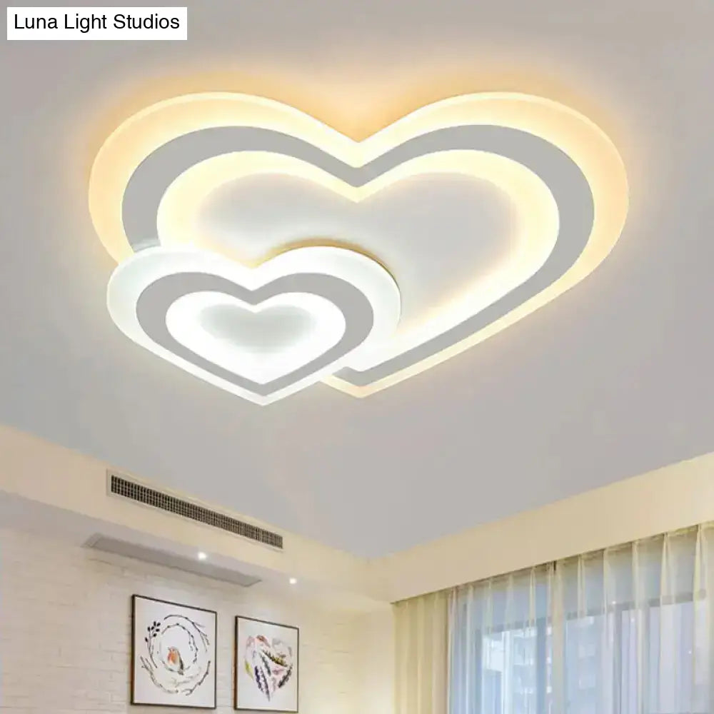 Kids Led Flushmount Ceiling Light With White Star/Triangle/Loving Heart Design For Nursery