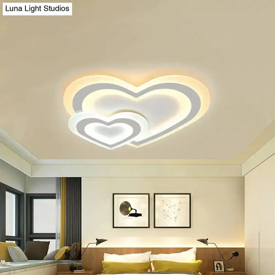 Kids Led Flushmount Ceiling Light With White Star/Triangle/Loving Heart Design For Nursery