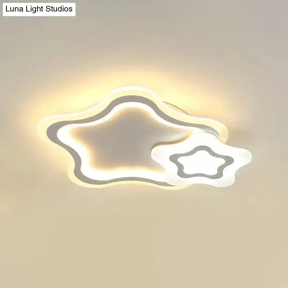 Kids Led Flushmount Ceiling Light With White Star/Triangle/Loving Heart Design For Nursery