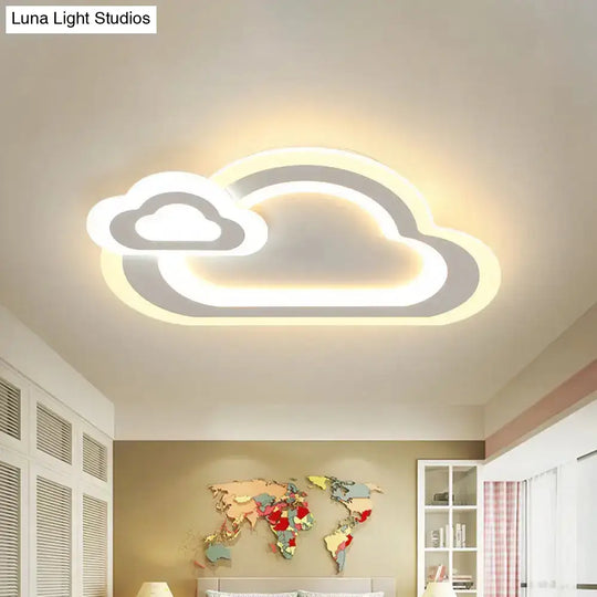 Kids Led Flushmount Ceiling Light With White Star/Triangle/Loving Heart Design For Nursery